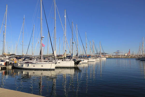 Valencia España Junio 2018 Hermosa Vista Del Puerto Deportivo Atardecer — Foto de Stock