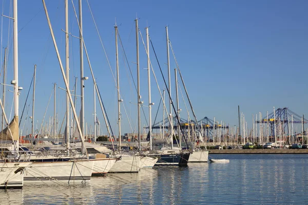 Valencia Španělsko Června 2018 Krásný Výhled Přístav Marina Moře Při — Stock fotografie