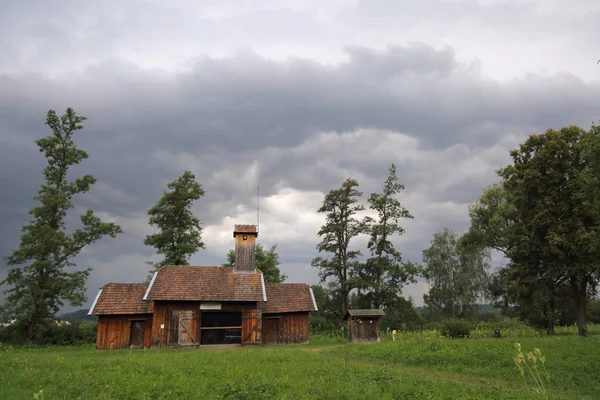 Polen Sanok Augustus 2018 Authentieke Oude Houten Gebouwen Etnografisch Museum — Stockfoto