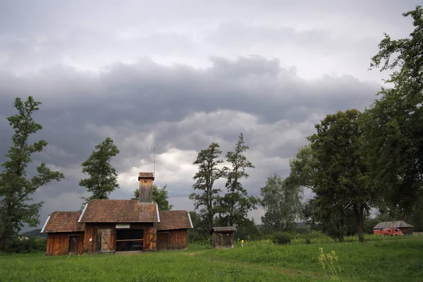 Polen Sanok August 2018 Authentische Alte Hölzerne Gebäude Ethnographischen Museum — Stockfoto