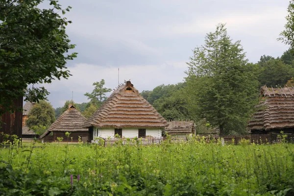 Polonia Sanok Agosto 2018 Auténticos Edificios Antiguos Madera Museo Etnográfico — Foto de Stock