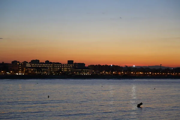 Schilderachtige Zonsondergang Aan Zee Valencia — Stockfoto