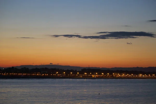 Gün Batımı Ismarlayarak Valencia Denizde — Stok fotoğraf