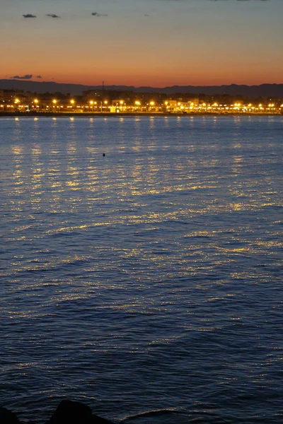 Vista Mar Del Atardecer Mediterráneo Valencia —  Fotos de Stock