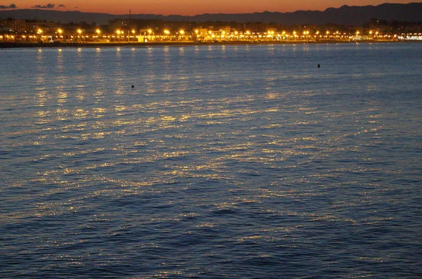 Valencia Deniz Akdeniz Gün Batımı Görünümü — Stok fotoğraf