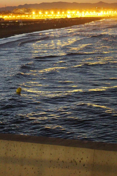 Vista Pitoresca Pôr Sol Sobre Mar Valência — Fotografia de Stock