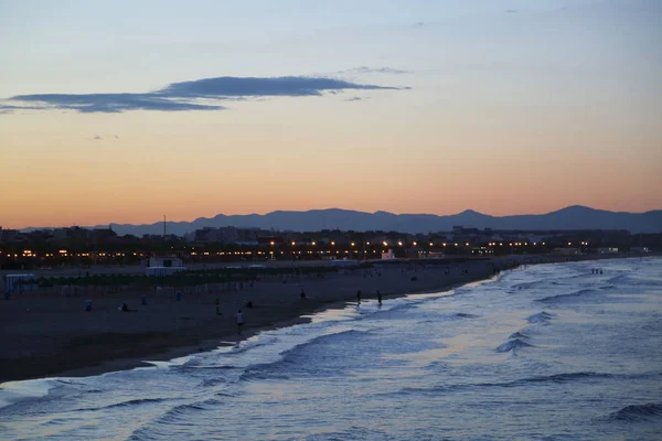 Schilderachtige Zonsondergang Aan Zee Valencia — Stockfoto