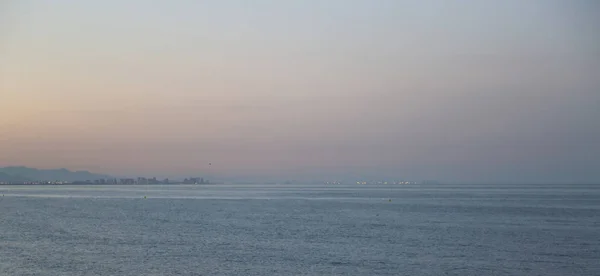 Vista Pitoresca Pôr Sol Sobre Mar Valência — Fotografia de Stock