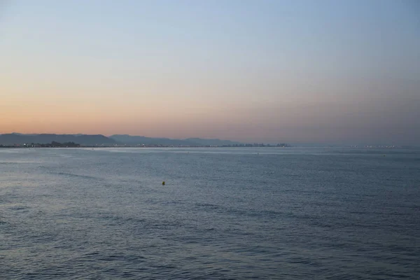 Vista Pitoresca Pôr Sol Sobre Mar Valência — Fotografia de Stock