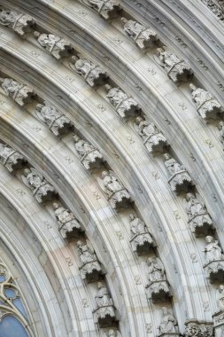 Barcelona, Katalonya, İspanya-06 Haziran 2018: Ayrıntılar kutsal kilise katedral bazilikanın Kutsal Haç ve Santa baki, Katalonya, İspanya.