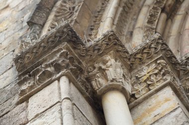 Barcelona, Katalonya, İspanya-06 Haziran 2018: Ayrıntılar kutsal kilise katedral bazilikanın Kutsal Haç ve Santa baki, Katalonya, İspanya.