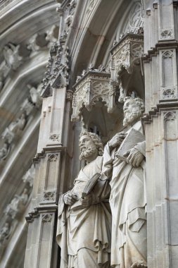 Barcelona, Katalonya, İspanya-06 Haziran 2018: Ayrıntılar kutsal kilise katedral bazilikanın Kutsal Haç ve Santa baki, Katalonya, İspanya.