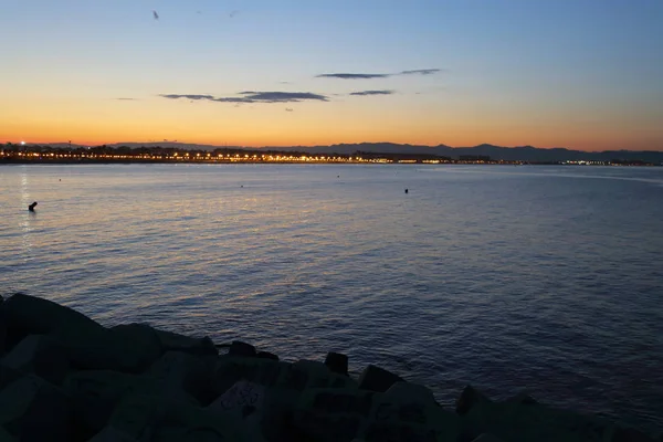 Gün Batımı Ismarlayarak Valencia Denizde — Stok fotoğraf