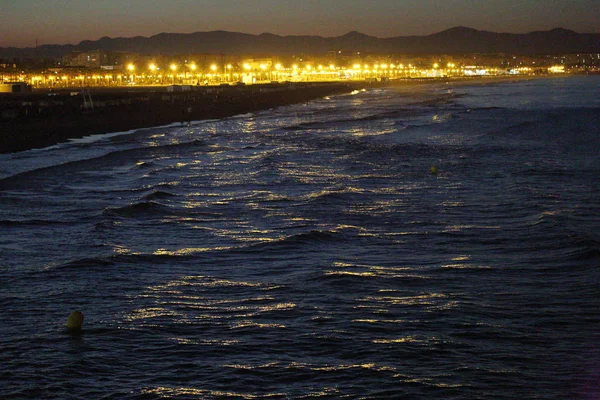 Vista Pitoresca Pôr Sol Sobre Mar Valência — Fotografia de Stock