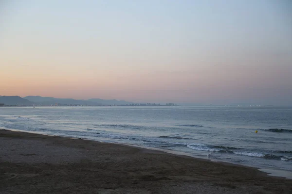 Tampilan Matahari Terbenam Yang Indah Laut Valencia — Stok Foto