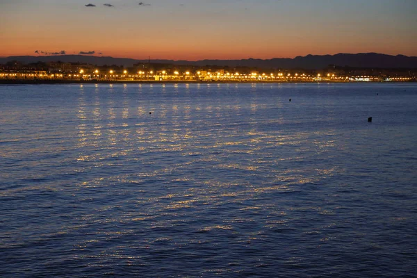 Malebný Výhled Západ Slunce Moři Valencii — Stock fotografie