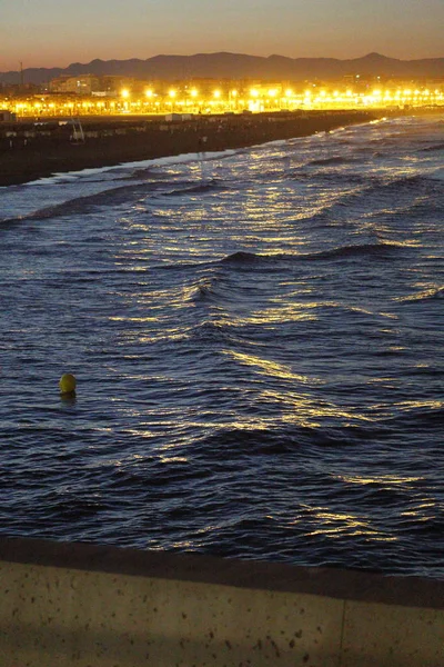 Vista Pitoresca Pôr Sol Sobre Mar Valência — Fotografia de Stock