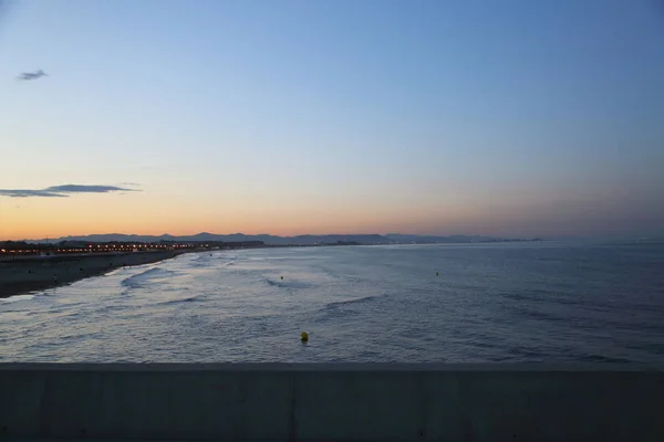 Vista Pitoresca Pôr Sol Sobre Mar Valência — Fotografia de Stock