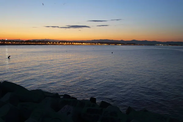 Schilderachtige Zonsondergang Aan Zee Valencia — Stockfoto