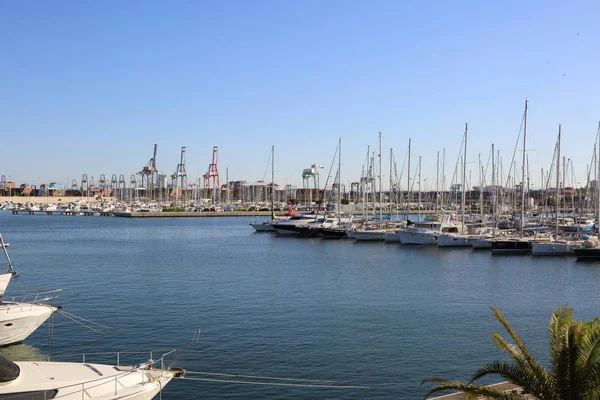Valencia Spanien Juni 2018 Schöner Blick Auf Jachten Und Seehafen — Stockfoto
