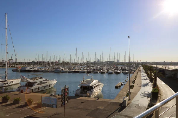 Valencia Espanha Junho 2018 Bela Vista Sobre Iates Portos Marítimos — Fotografia de Stock