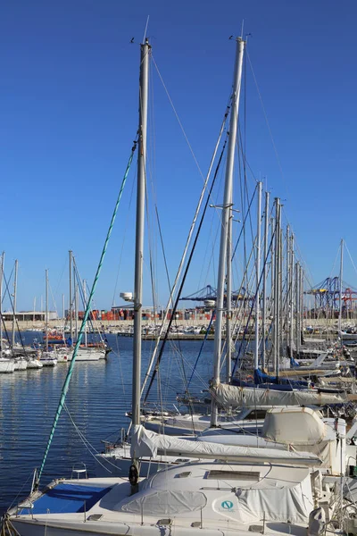 Valencia Hiszpania Czerwca 2018 Piękny Widok Jachty Port Morski Sezonie — Zdjęcie stockowe