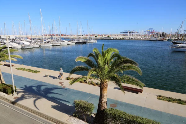 Valencia Spanien Juni 2018 Vacker Utsikt Yachter Och Hamn Sommarsäsongen — Stockfoto