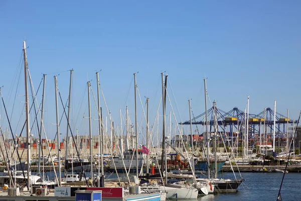 Valencia Spanyolország 2018 Június Gyönyörű Kilátással Jachtok Tengeri Kikötő Nyári — Stock Fotó