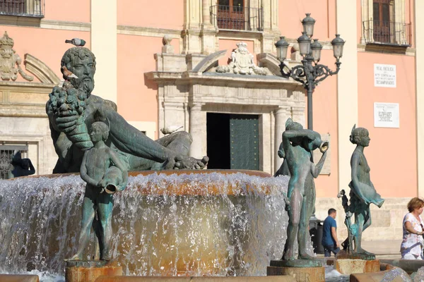 Valencia Spanien Juni 2018 Valencia Turia Brunnen Auf Der Plaza — Stockfoto