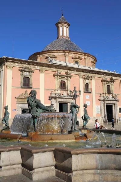 Valencia Spanien Juni 2018 Valencia Turia Brunnen Auf Der Plaza — Stockfoto