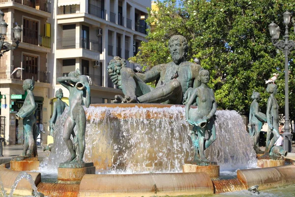 Valencia Spanje Juni 2018 Valencia Turia Rivier Fontein Het Plaza — Stockfoto