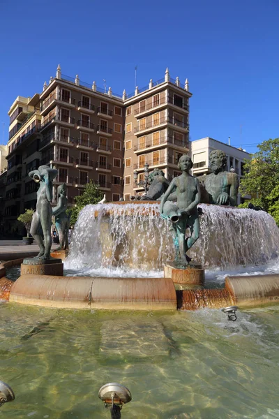 Valencia España Junio 2018 Fuente Del Río Valencia Turia Plaza — Foto de Stock