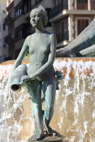 Valencia Spanje Juni 2018 Valencia Turia Rivier Fontein Het Plaza — Stockfoto