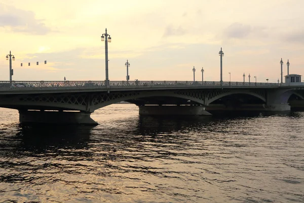 Saint Petersburg Blagoveshchensky Köprüsü Nde Gün Batımı Görünümü Rusya — Stok fotoğraf