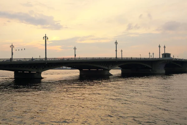 Sunset View Blagoveshchensky Bridge Saint Petersburg Russia — Stock Photo, Image