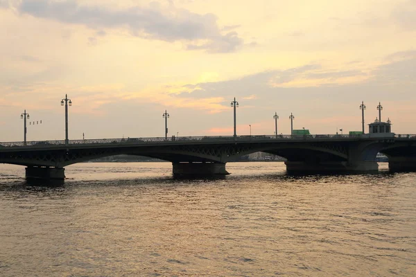 Saint Petersburg Blagoveshchensky Köprüsü Nde Gün Batımı Görünümü Rusya — Stok fotoğraf