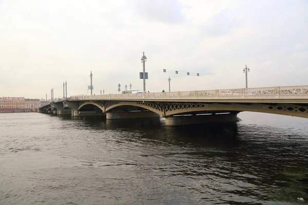 Sunset View Blagoveshchensky Bridge Sankt Petersburg Federacja Rosyjska — Zdjęcie stockowe