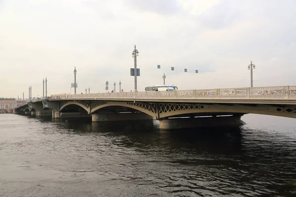Вид Закат Благовещенский Мост Санкт Петербурге Россия — стоковое фото