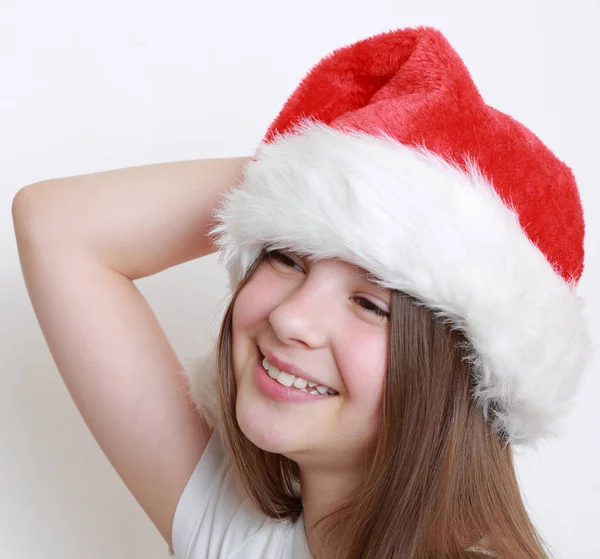 孩子在圣诞老人的帽子 — 图库照片