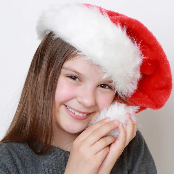 Niño Sombrero Santa — Foto de Stock