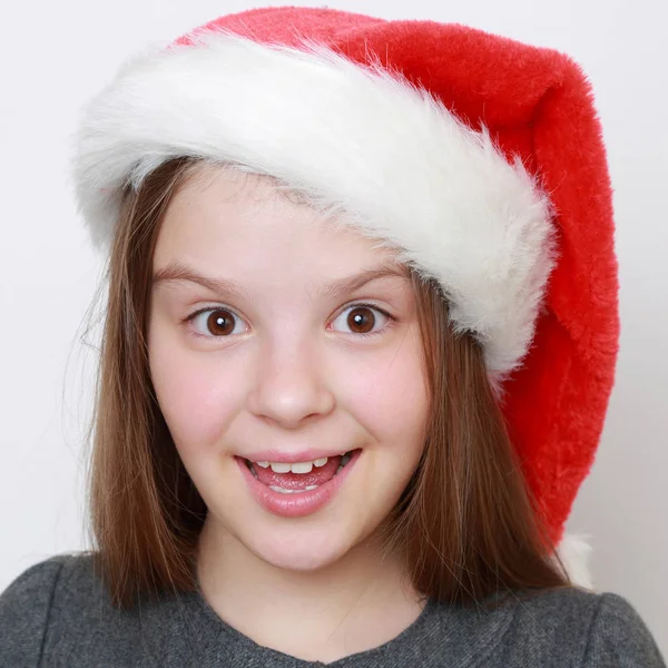 Enfant Chapeau Père Noël — Photo