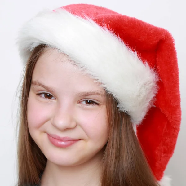 Adorable Little Girl Santa Hat — Stock Photo, Image