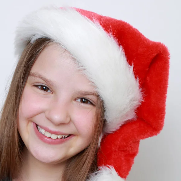 Adorable Niña Sombrero Santa —  Fotos de Stock