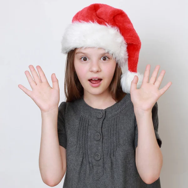 Adorable Niña Sombrero Santa —  Fotos de Stock