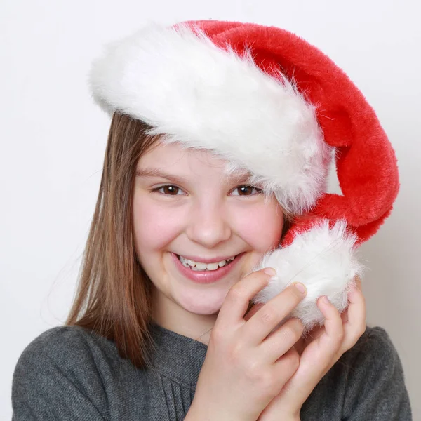 Adorable Little Girl Santa Hat Stock Picture