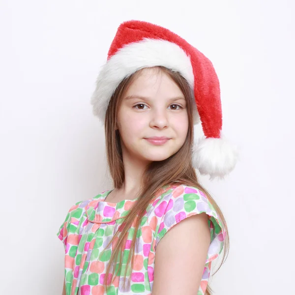 Bambina Cappello Babbo Natale — Foto Stock