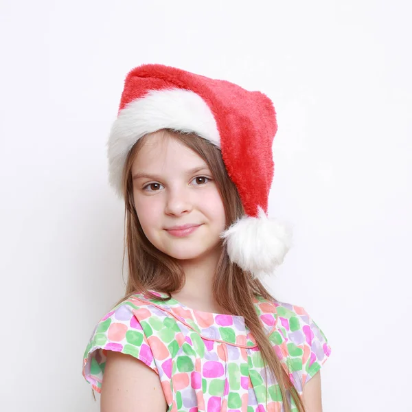 Malá Holčička Santa Hat — Stock fotografie