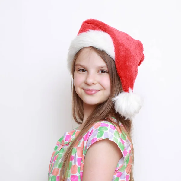 Malá Holčička Santa Hat — Stock fotografie