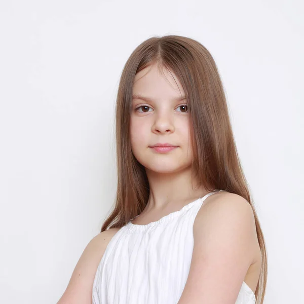 Studio Portrait Emotional Little Girl — Stock Photo, Image