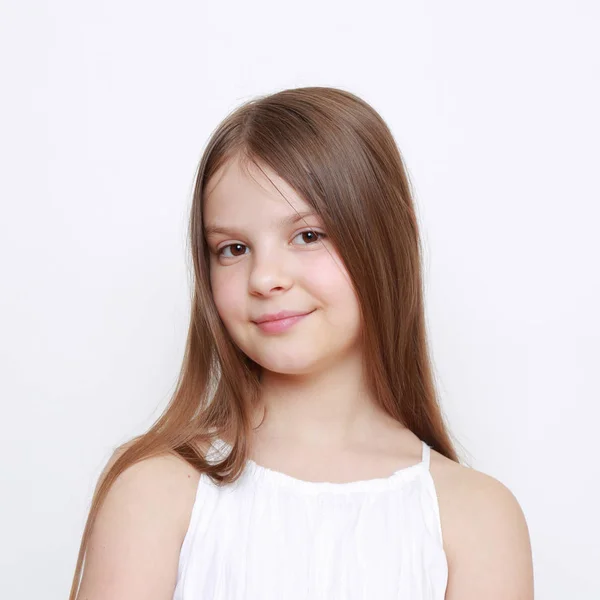 Portrait Studio Petite Fille Émotionnelle — Photo